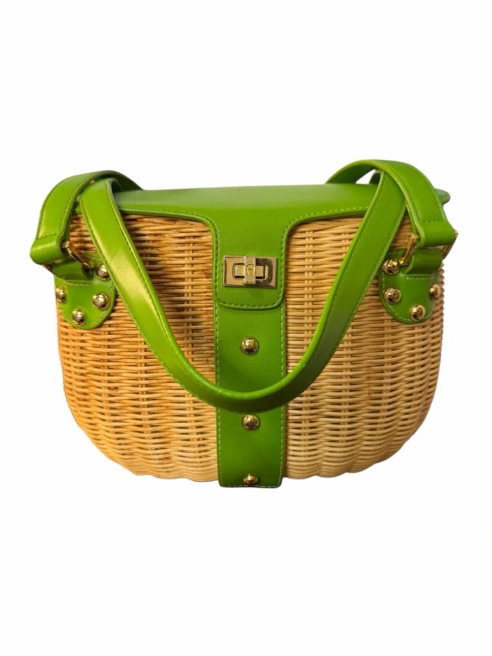 Vintage 70s Etienne Aigner Rattan Basket Handbag Top Handle Rare (A655) - Picture 5 of 16